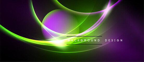 Abstract waves, vibrant colors, dark background. Smooth gradients create dynamic visual effect. Modern design element.