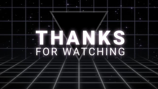 Thanks For Watching With Grid Animated Futuristic 4k Background