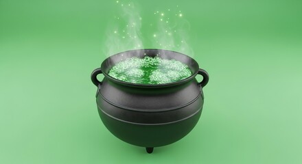 Black Cauldron with Bubbling Green Liquid for Halloween Promotions
