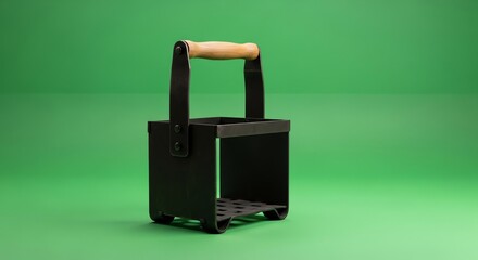 Black Storage Basket on Green Screen for Advertising