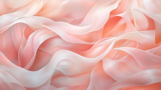 Abstract pastel pink and white silk fabric waves softly flowing for elegant backgrounds