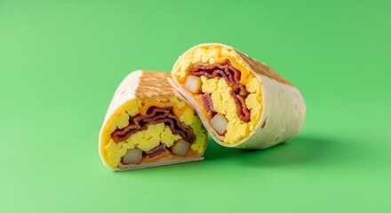 Breakfast Burrito on Green Screen for Food Advertising