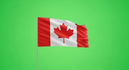 Canadian Flag on Green Screen for Digital Design