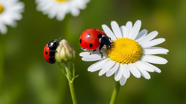 ladybug on daisy - Powered by Adobe