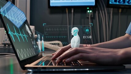 Healthcare, Medical service and Health insurance concept. Medical professional using laptop for patient data. - Powered by Adobe