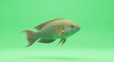Colorful Fish on Green Screen for Digital Design