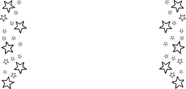 Hand drawn star frame border design. Playful outlined star edges for greeting or invitation layouts. Whimsical celestial border for creative decorative projects. 