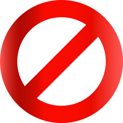 Bright red prohibition symbol on a transparent background, ideal for warning signs, restriction labels, safety icons, and user interface design elements