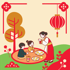 Happy Seollal Korea new year modern style. flat vector illustration.