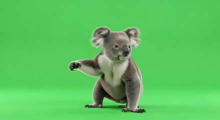 Cute Koala on Green Screen for Digital Design