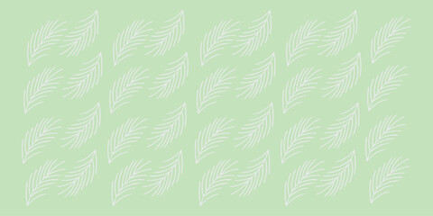 Fototapeta premium Light green seamless leaf pattern featuring delicate botanical line art. Soft repeating design suited for modern creative applications. Fresh decorative background ideal for fabric, wallpaper, 