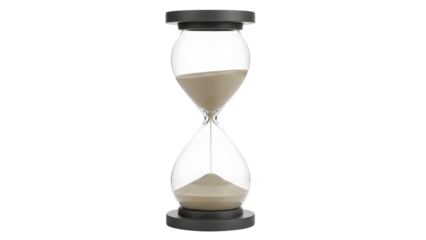 Hourglass with sand flowing against a black background