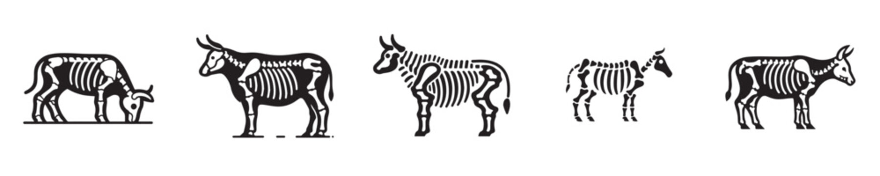 cow skeleton silhouette vector