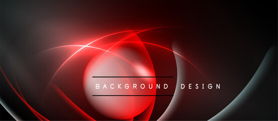 Abstract red design. Smooth curves create dynamic visual effect. Dark background emphasizes bright central element. Modern, sleek presentation.