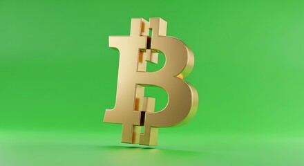 Gold Bitcoin Symbol on Green Screen for Digital Marketing