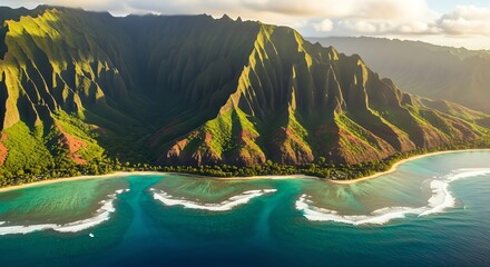 Lush Hawaiian Landscape for Travel Promotions and Marketing