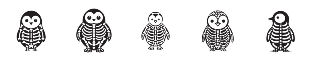 penguin skeleton silhouette vector