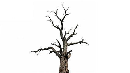Fototapeta premium A barren, leafless tree standing alone with no foliage.