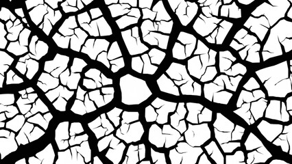 Obraz premium A cracked, dry earth pattern with black and white color scheme.
