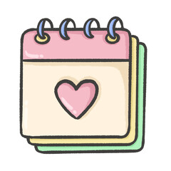 Hand Drawn Calendar with Heart Illustration