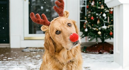 Dog in Christmas Costume