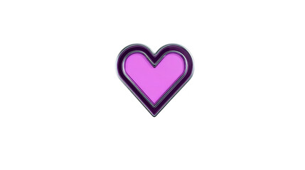 Fototapeta premium Purple heart icon glossy metallic border modern style isolated on transparent background symbolizing love affection and creativity suitable for digital design and social media