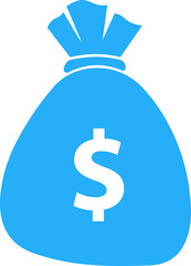 Money bag with dollar sign representing wealth and financial growth vector icon. Money bag silhouette icon perfect for banking, savings, finance apps, logos, and web design.