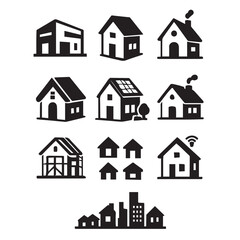 Set of houses icons, House icons set, Set of black home and house vector icons for real estate app design