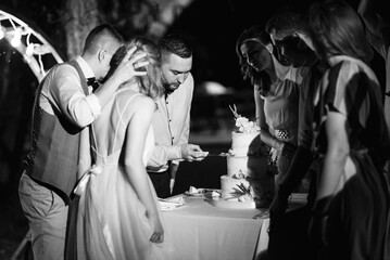 newlyweds at a wedding of sparklers