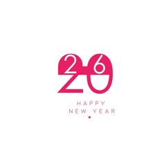 2026 New Year typography design concept. Stylish and colorful cover design celebrating Happy New Year 2026, perfect for banners, posters, greeting cards, and festive promotions.