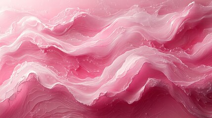Elegant swirling pink and white fluid waves create a dynamic liquid flow with intricate transparent details