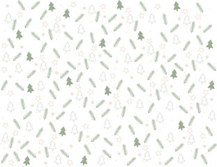 Minimal Christmas Tree and Stars Seamless Pattern