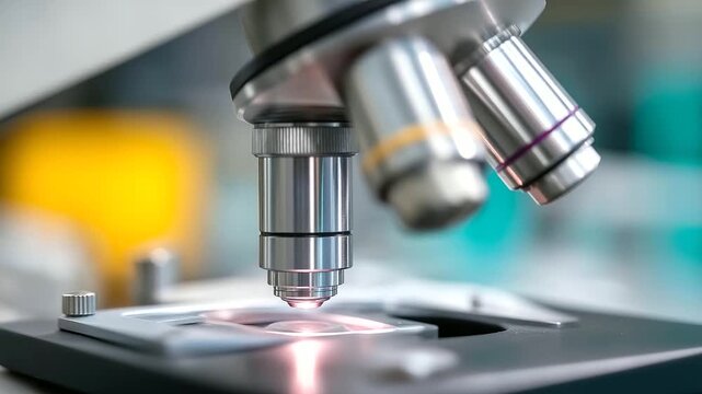 Microscope close-up detail faceless laboratory defocused equipment scientific, faceless optical instrument, research visualization detail, blurred background, medical concept, diag
