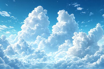 Expansive view of fluffy cumulus clouds creating a serene sky landscape backdrop