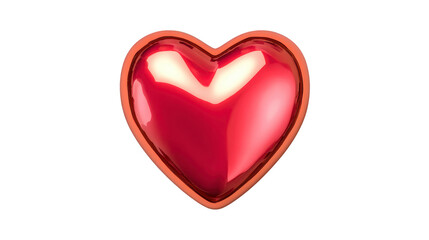 Fototapeta premium Shiny red heart metallic border 3D illustration isolated on transparent background symbol of love romance affection glossy surface modern design emotional decorative