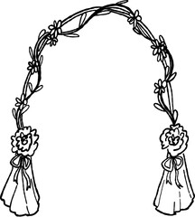 Wedding Arch Curtain with Floral, Hand Drawn