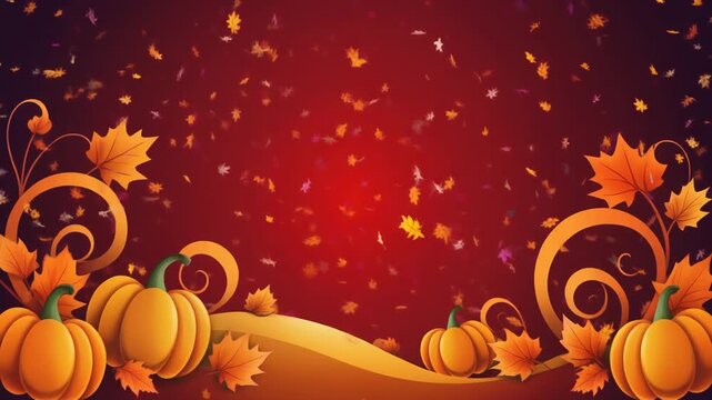 Halloween pumpkins swirling leaves bright gradient orange to red creating festive vibrant seasonal motion backdrop