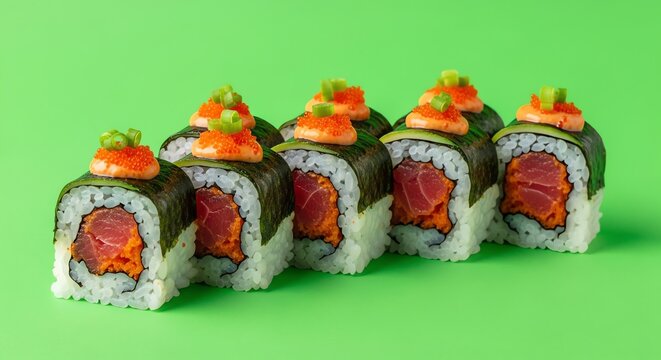 Sushi Rolls on Green Screen for Food Advertising