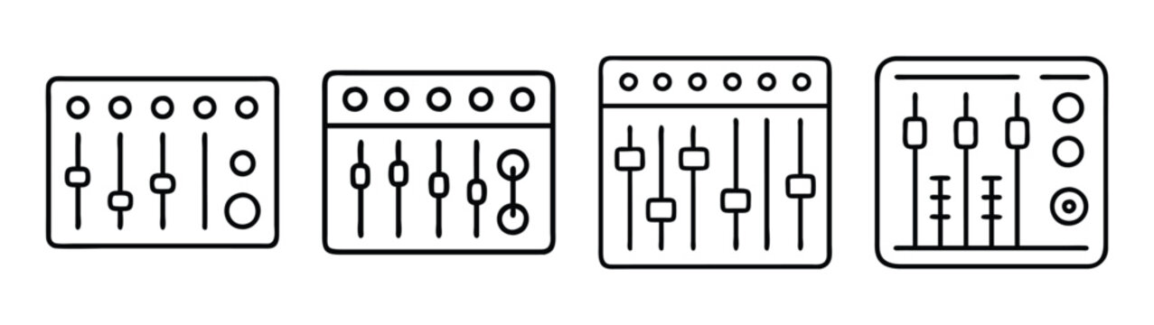 Audio mixer sound board vector illustration for music production and dj equipment design element