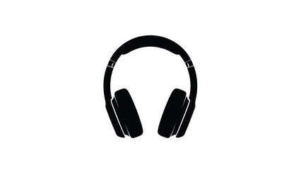 Fototapeta premium Black silhouette of modern over-ear wireless headphones showing adjustable headband and earcups, simple graphic icon, flat vector design for audio concept, isolated on white background