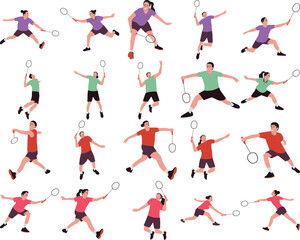 Badminton Player Jumping To Serve On Transparent Background