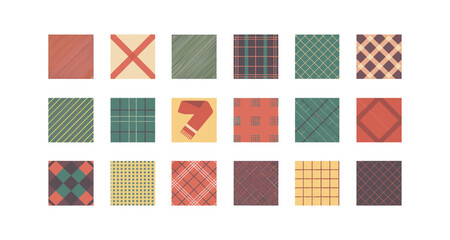 Assorted plaid patterns collection in retro tones
