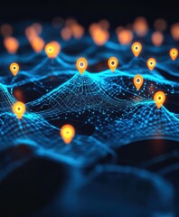 Future digital platform. Abstract connectivity technology and digital network. 3d illustration of big data and communication technology. Neon style