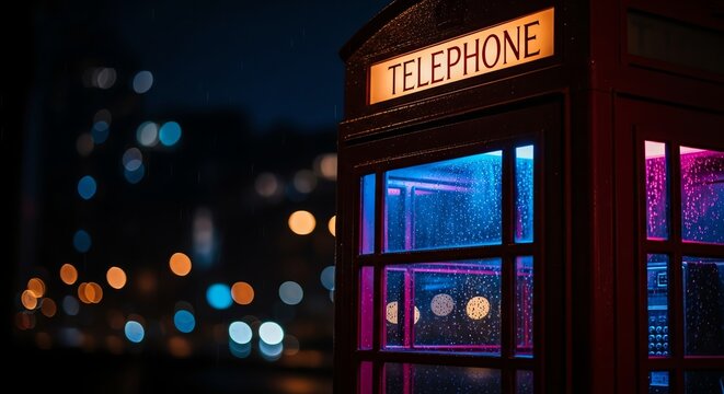 Telephone Booth at Night for Urban Photography