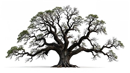 Obraz premium A large, ancient tree with sprawling branches and sparse leaves, representing nature and growth.