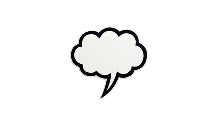 White speech bubble with black outline, isolated on transparent background, ideal for communication, message, or dialogue concepts in creative projects