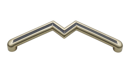 Modern zigzag cabinet handle, metallic finish, geometric design, isolated on transparency background, suitable for contemporary furniture, home decor, and interior renovation projects