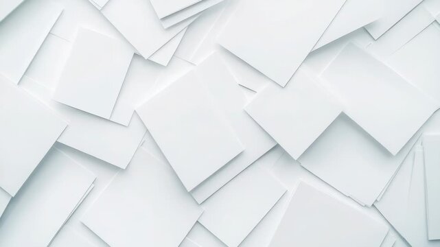 A stack of white papers with varying sizes and textures