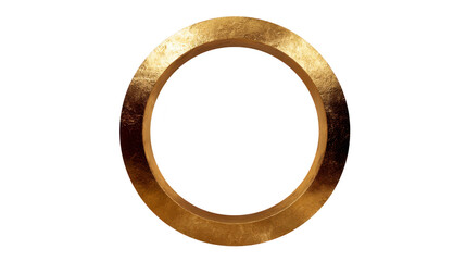 Golden metallic ring circular shape isolated on transparent background shiny surface elegant and luxurious suitable for design decoration or jewelry concepts