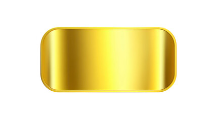 Golden rectangle shiny metallic surface blank gold label luxury design smooth rounded corners elegant background isolated on transparent modern style premium look reflective finish